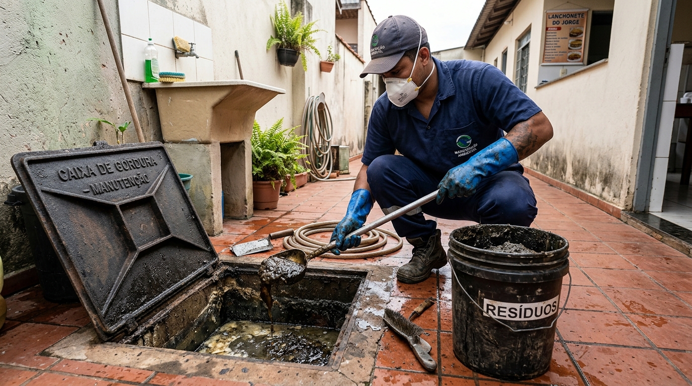 Remoção de resíduos da caixa de gordura em Cabo Frio-RJ